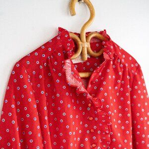 Lady Carol of New York Vintage Red Shirt with Blue, Green and purple